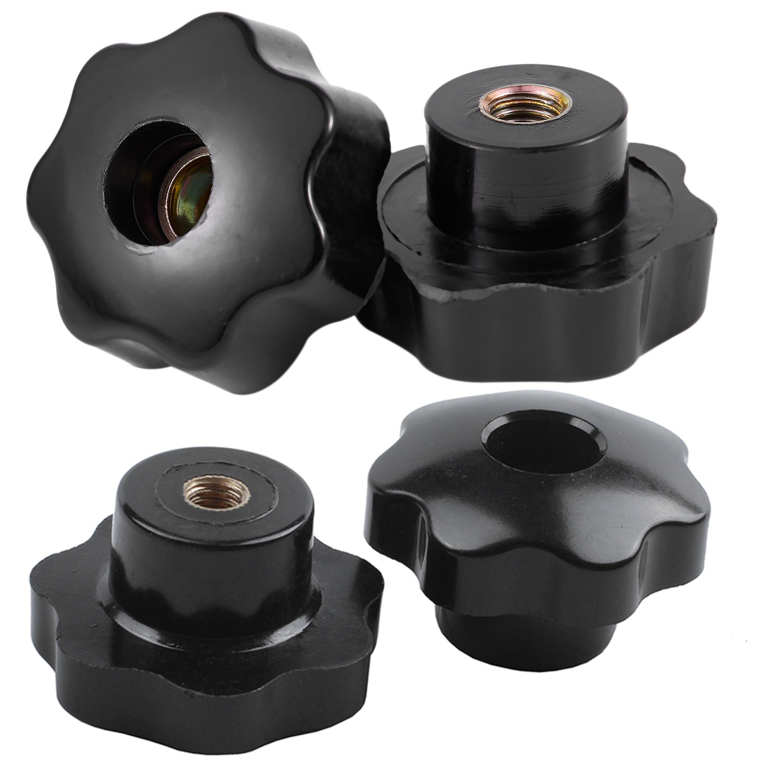 2 Pcs M10 Female Thread Nuts 50mm Plastic Star Head Clamping Knob Grip with M8 x 50mm Diameter Thread Clamping Star Knob