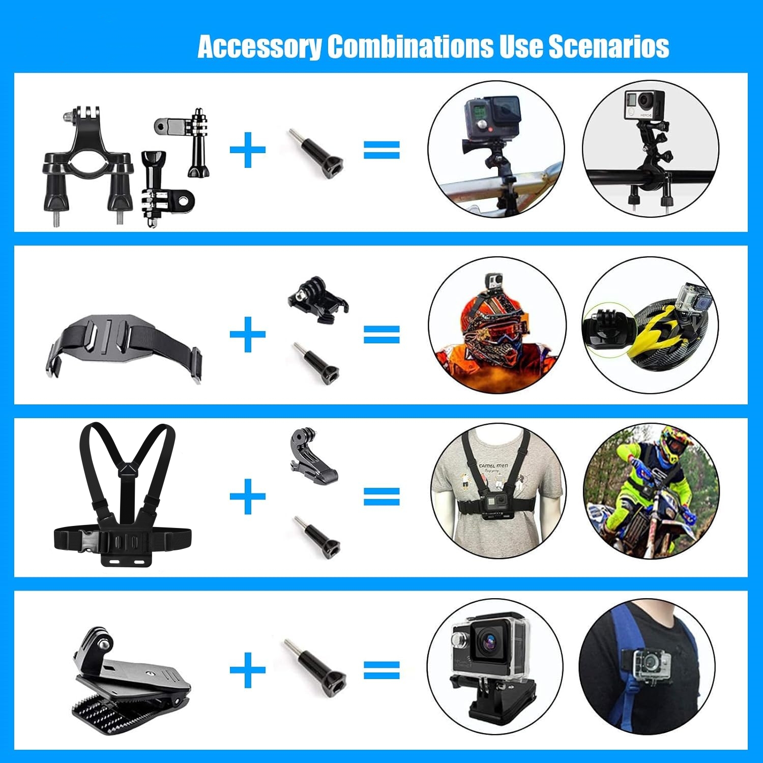GoPro 13 için 50-in-1 eylem kamera aksesuar kiti 12 11 10 9 8 /Max/GoPro Fusion/Insta360/DJI Osmo spor kameralar aksesuar seti. 