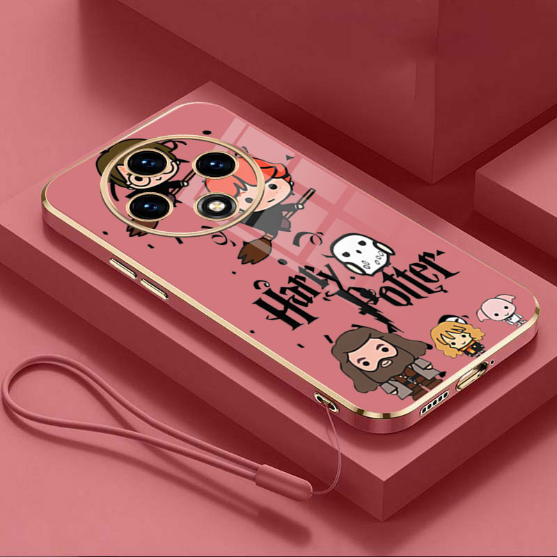 OPPO Reno 12F 5G Reno12F Fashion Harry Potter Wand Phone Case Square Edge Pattern Casing Plated Phone Shell. 