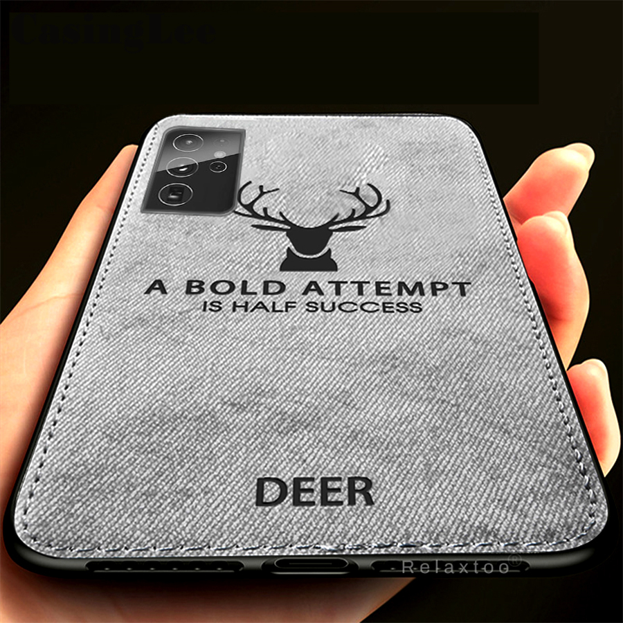 Casinglee for Samsung Galaxy S21 ultra thin case hybrid matte deer design fabric cover for Samsung S21 ultra case cover. 