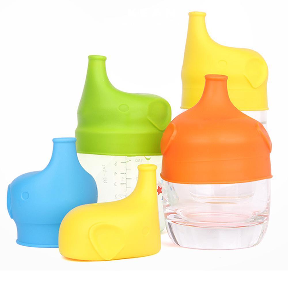 niceEshop Baby Sippy Cup Lids, 3/5PCS Spill Proof BPA Free Elephant Baby Universal Sipper Silicone Toddlers Sippy Lids Fit for Cup Size 2.17''-3.54''. 