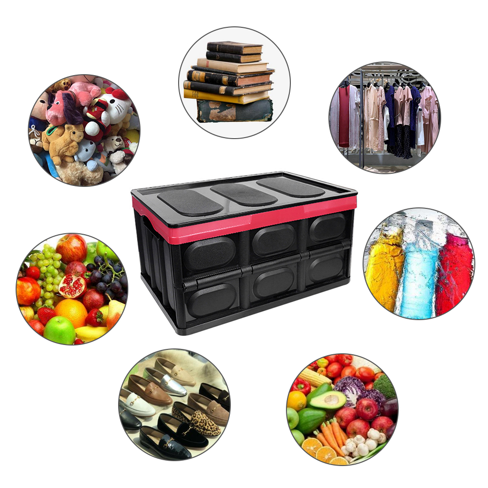 Collapsible Car Trunk Organizer Container Foldable for SUV Truck Durable Plastic Grocery Storage Box with Lid Perfect for Sedan, Auto. 