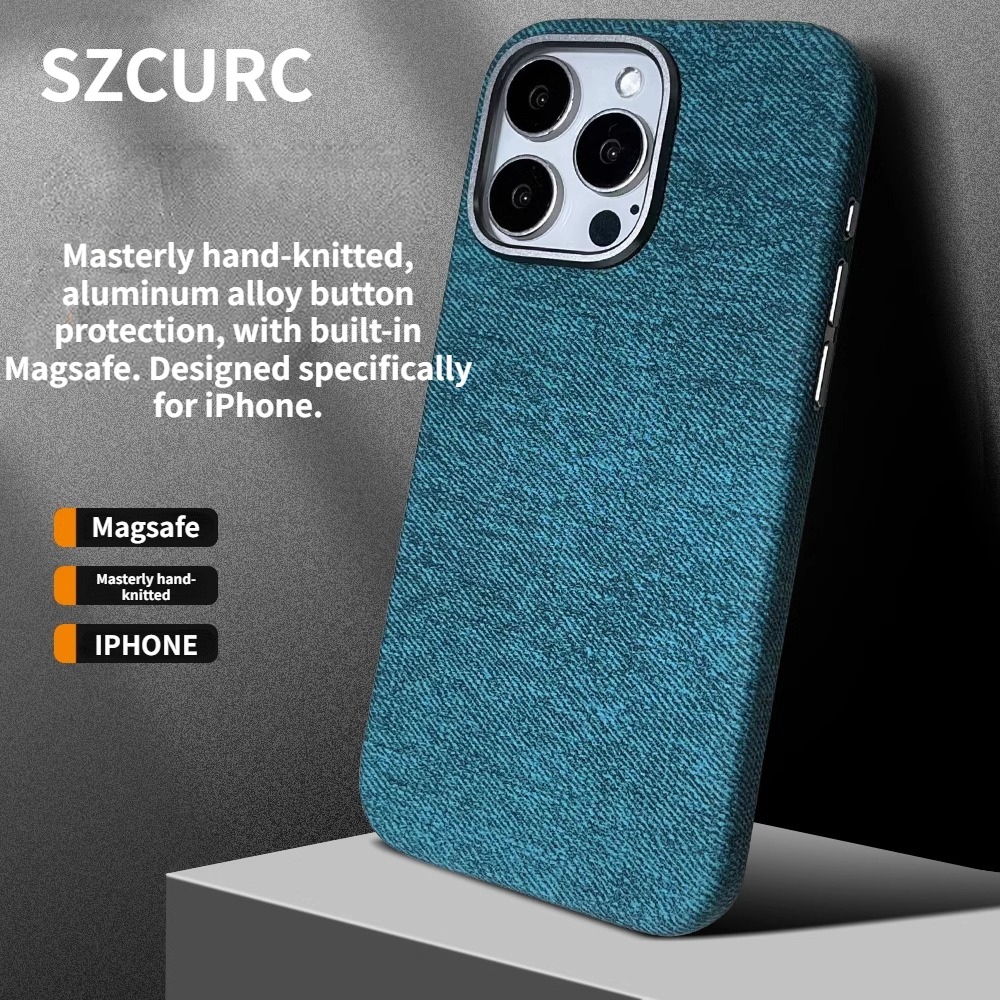 Bulletproof nylon hand-knitted iPhone case, suitable for iPhone 15 Pro Max 14 13 12 Pro, with built-in Magsafe.. 