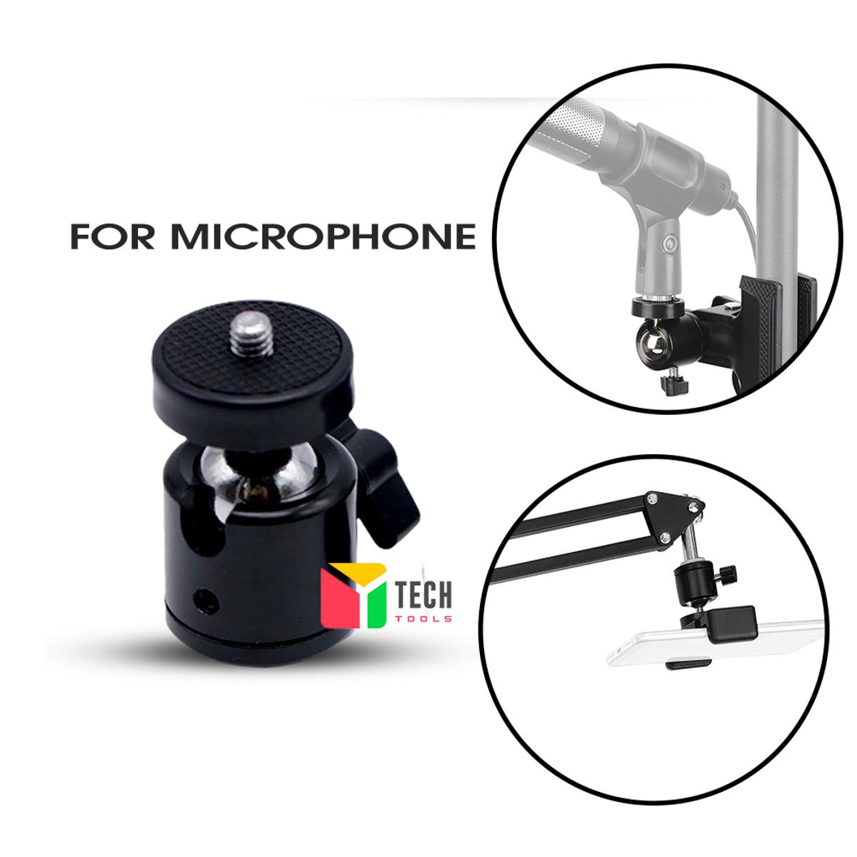 Mini Swivel Ball Head Tripod Head 360 Degree Rotating Mount Base Adapter with Universal 1/4 Inch Screw Mounts for Microphone