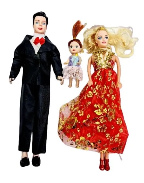 Family Doll Set Barbie Doll Set Putul Set Couple Barbie Doll Set Mom Dad Baby Doll Set 3 Pcs Doll Set Doll