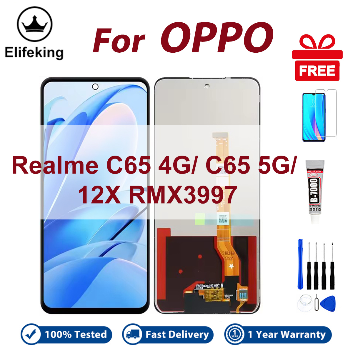 Top Quality LCD For OPPO Realme C65 4G 5G 12X Display Touch Screen Digitizer Assembly Replacement Parts 100% Tested