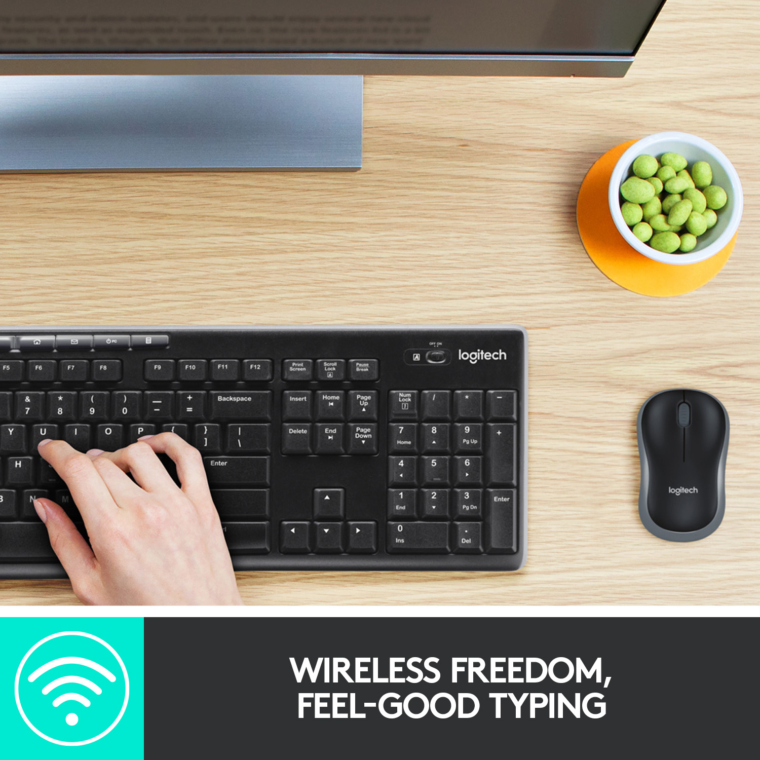 Logitech MK270 Wireless Keyboard and Mouse Combo for Windows, 2.4 GHz Wireless, Compact Wireless Mouse, 8 Multimedia & Shortcut Keys, 2-Year Battery Life, PC/Laptop - Black. 