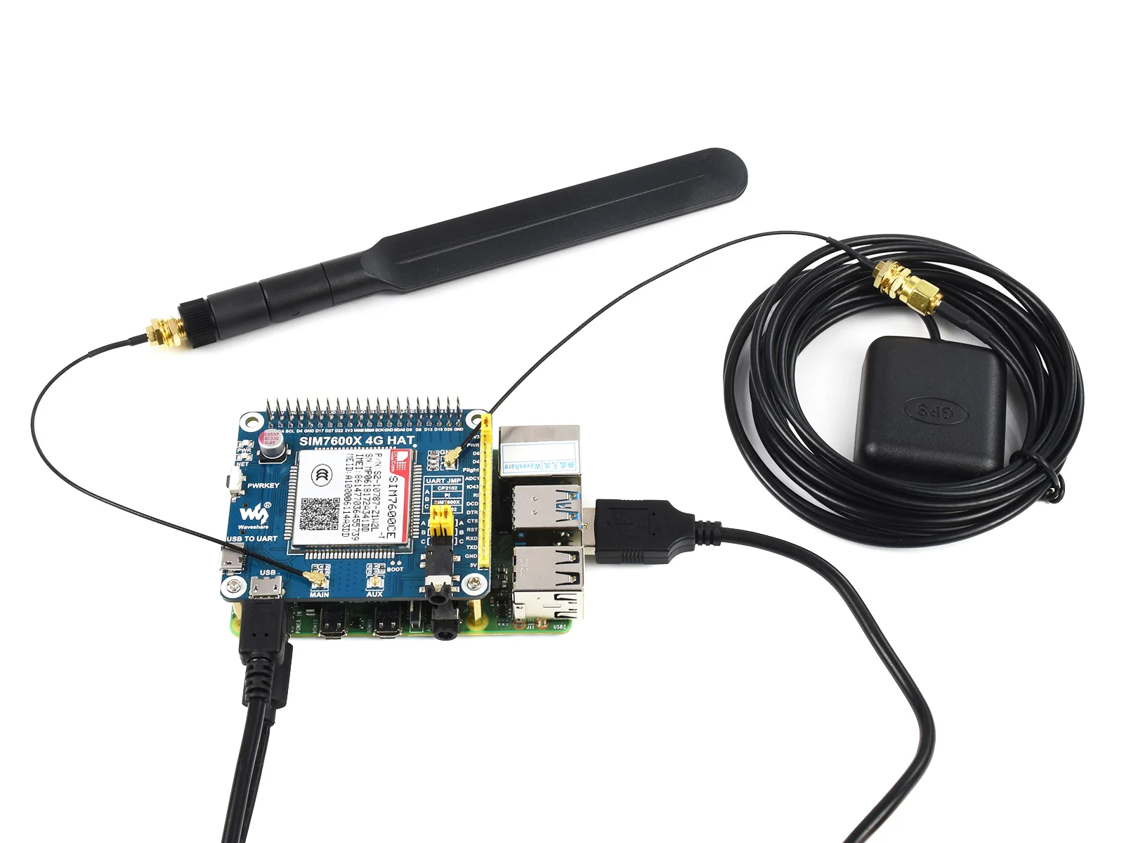Waveshare SIM7600CE 4G HAT For Raspberry Pi, LTE Cat-4 4G / 3G / 2G Support, Positioning, For China