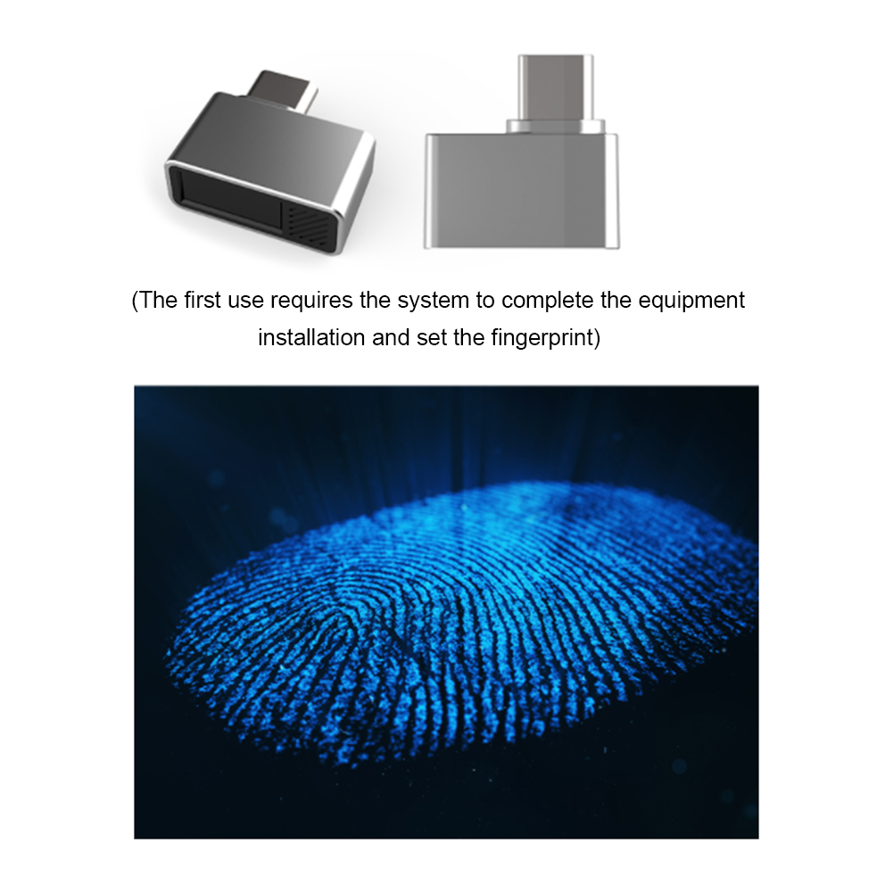 Type-C Biometric Scanner Laptop PC Zinc Alloy Biometric Scanner Padlock USB Fingerprint Reader Module Device for Windows 7/10/11