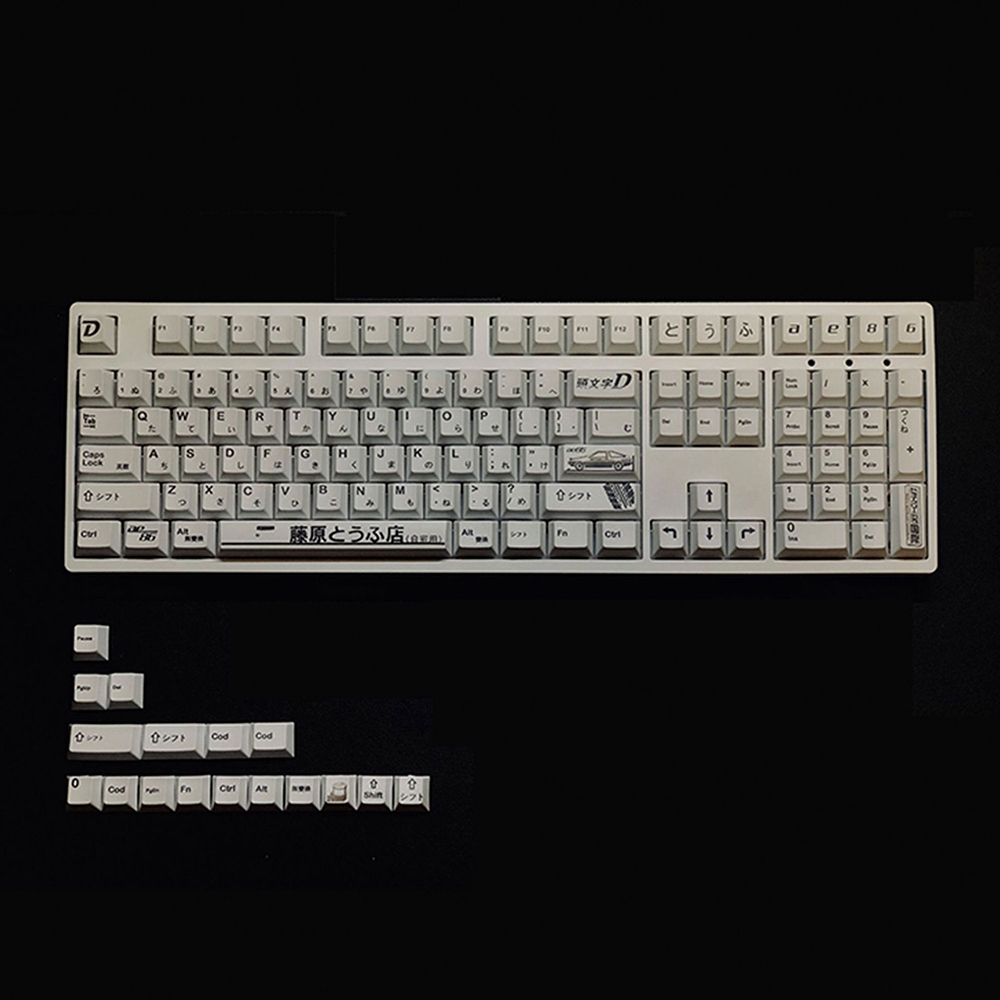 124 Keys Japanese PBT White AE86 Initial D Cherry Keycaps for Cherry MX Keyboard 61 68 84 87 96 98 104. 