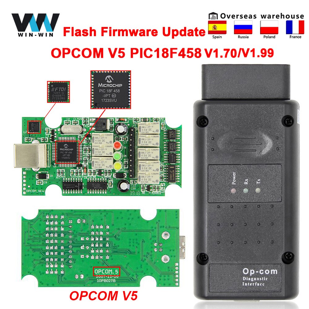 OPCOM V5 For Opel OP COM 1.70 flash firmware update Car Diagnostic Cable for Opel OP-COM PIC18F458 CAN BUS OBD 2 OBD2 Auto Tools. 