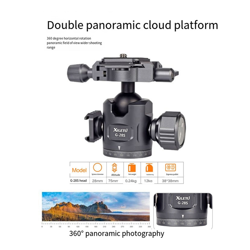 Dual Panoramic Spherical Base Mini SLR Camera Horizontal and Vertical Gimbal Stabilizer Tripod G28S Easy Install Easy to Use. 