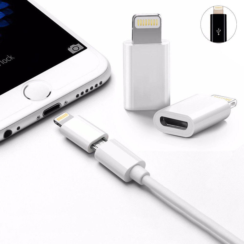 Micro USB Type-B (Female) to iPhone Lightning (Male) Convert Connector Support Charge 1pcs
