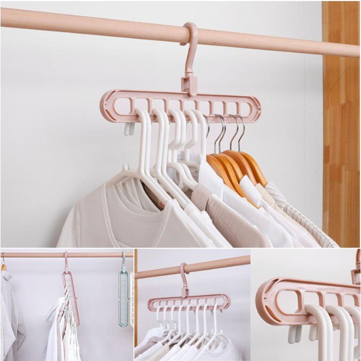 360 Rotating Multi-function Magic Hanger Nine-hole Folding Hanger Wardrobe Drying Racks Cloth Hangers Organizer Home Storage