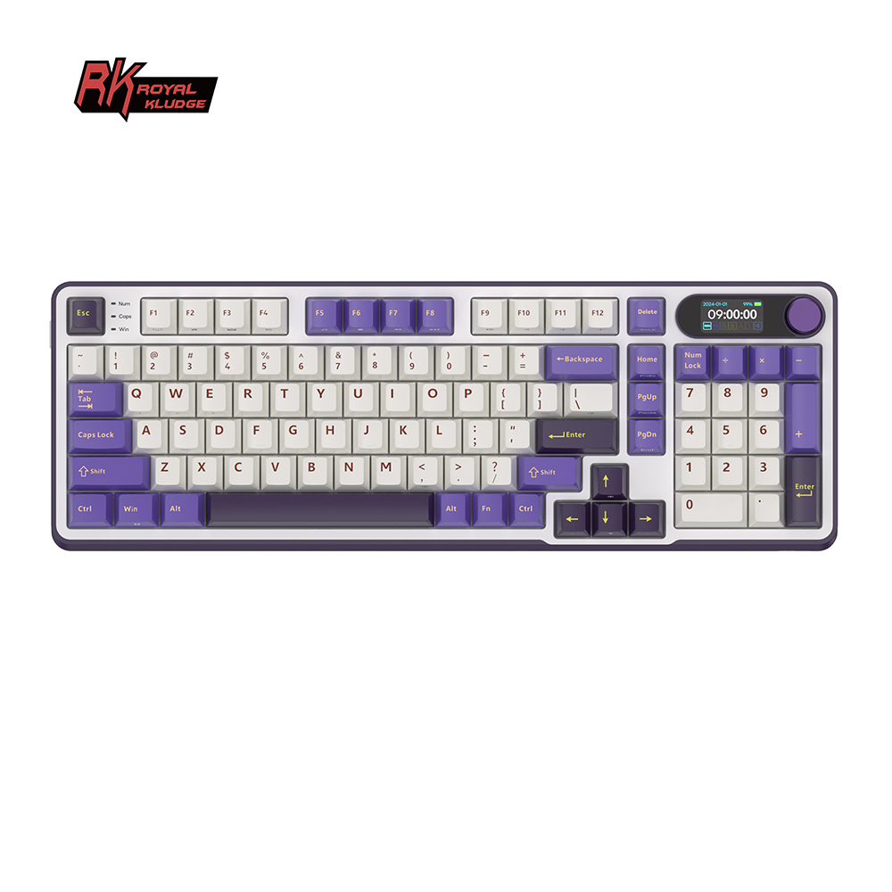 RK Royal Kludge RK S98 Blackberry 98 Key Tri-Mode RGB Wired Bluetooth 2.4G Wireless 3 Modes With TFT Screen. 