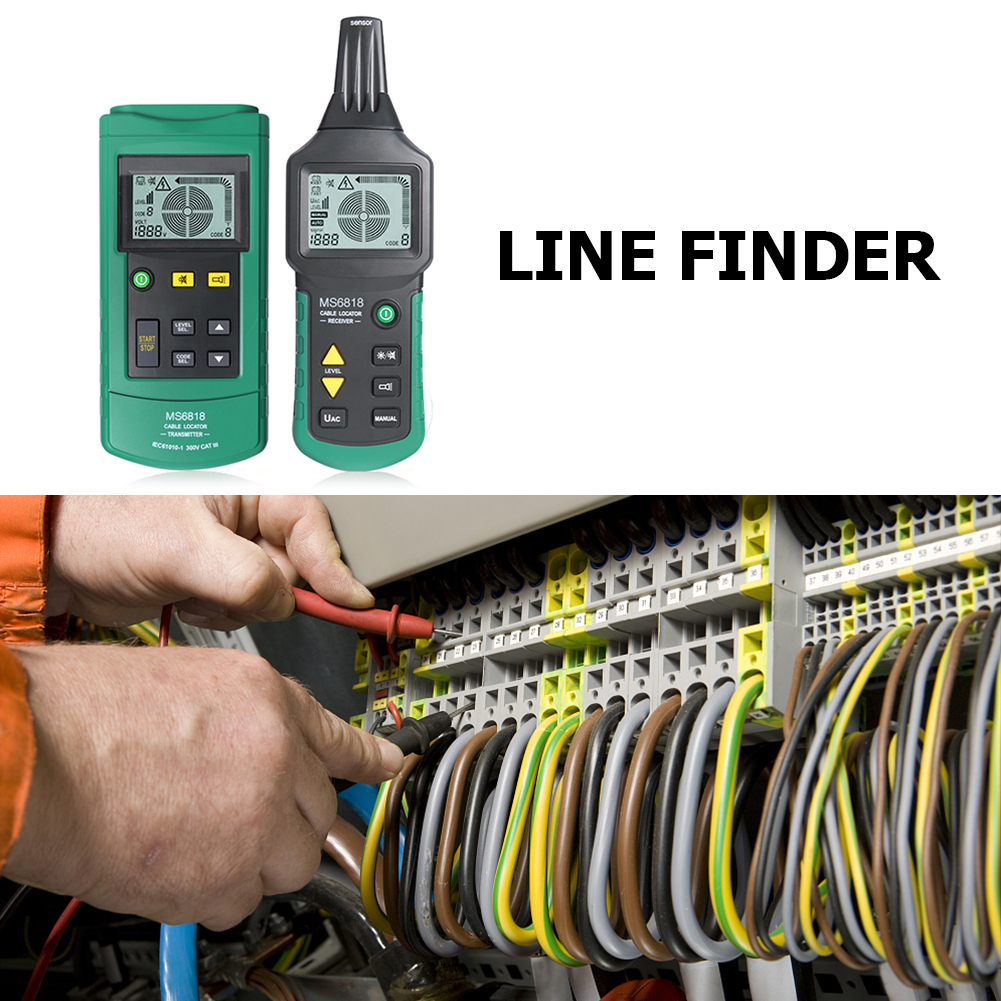 MS6818 Professional LCD Cable Tester Wire Tracker Metal Pipe Locator Detector Line Finder Tracer Checker Voltage 12-400V. 