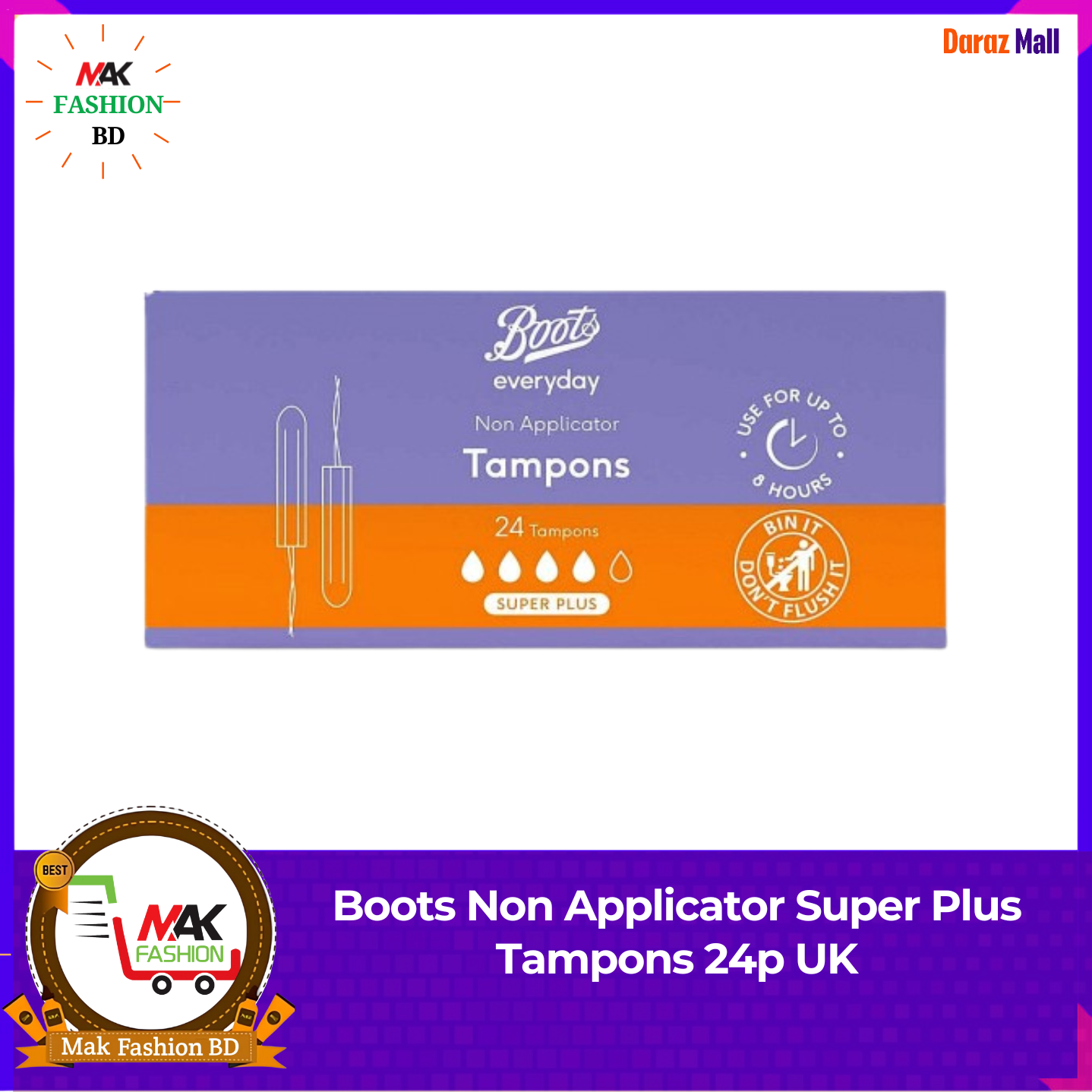 Boots Non Applicator Super Plus Tampons 24p UK