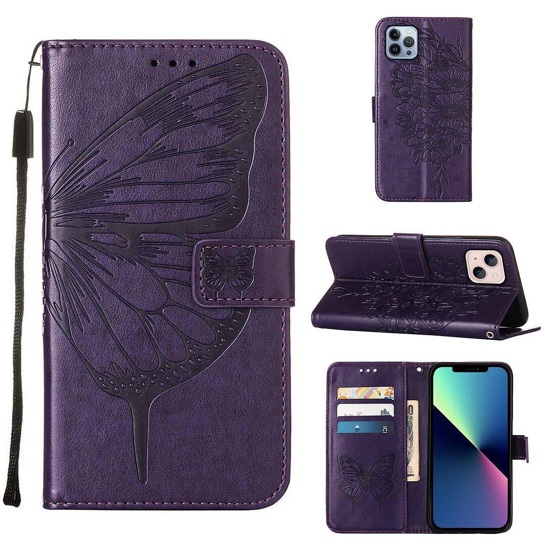 lthmy for Apple iPhone 13 Flip Magnetic PU Leather fashion Casing Classic Butterfly Flower Solid color Stand Wallet NEW Design Luxury Cover