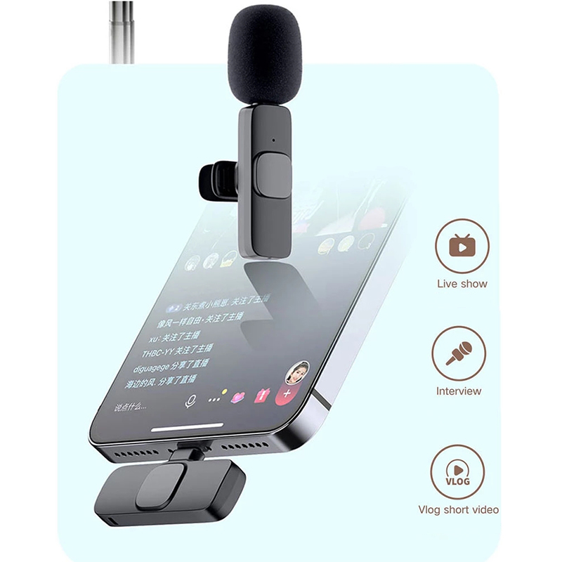 Wireless Microphone Lavalier Microphone Portable Audio Video Recording Mic For Vlogging Portable Live Lapel Mini Mic Android Phone 麦克风手机直播. 