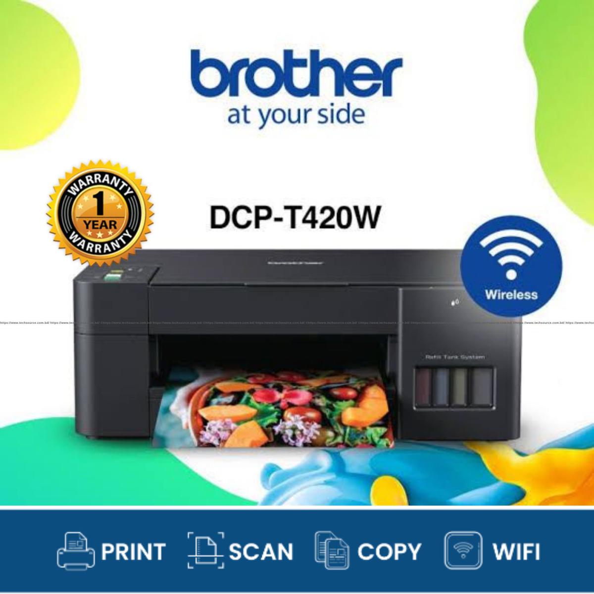 Brother DCP-T420W Multifunction Wireless Color Ink Tank Printer. 