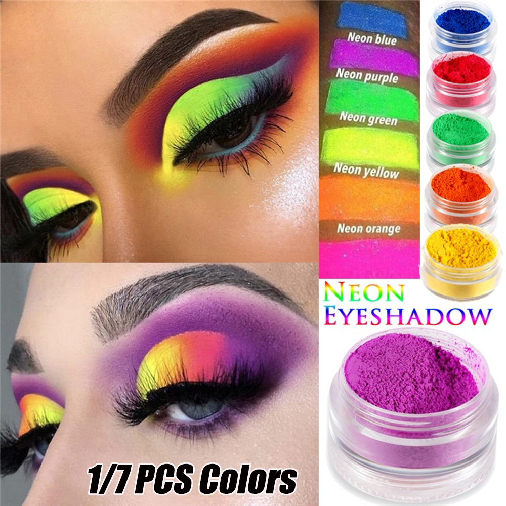 1/7Pcs Neon Eyeshadow Loose Powder Pigment Shimmer Shining Eyeshadow Matte Mineral Nail Art Powder Eye Shadow Makeup Accessory