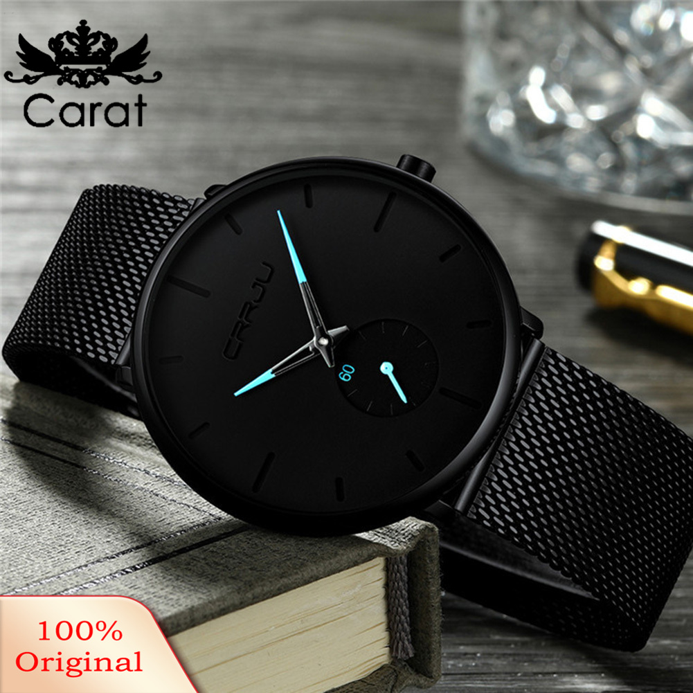 CRRJU Men Fashion Round Dial Alloy Band No Numbers Analog Quartz Wrist Watch. 