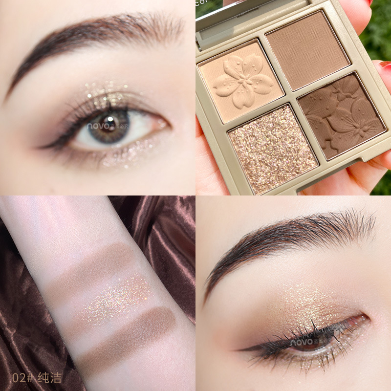 Makeup NOVO New Four Colors Eyeshadow ins Novice Women's Multicolor Pearlescent Matte Earth Eyeshadow Palette Wholesale