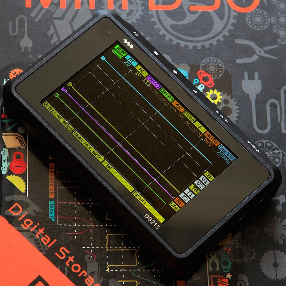 KOGEEK Mini DS213 Digital Ultralight Oscilloscope USB Rechargeable Handheld Oscilloscope Kit of 15MHz Analog Bandwidth 100M Sampling Rate 400*240 Resolution. 