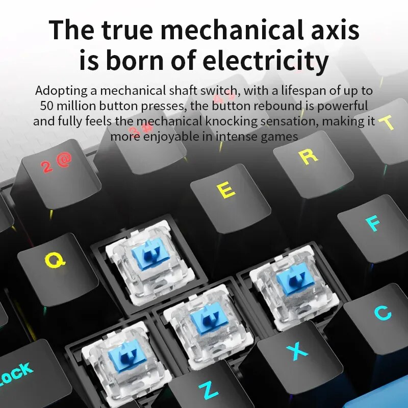 SKYLION K68 Wired Mechanical Keyboard 10Kinds of Colorful Lighting Gaming and Office For Microsoft Windows and Apple IOS System. 
