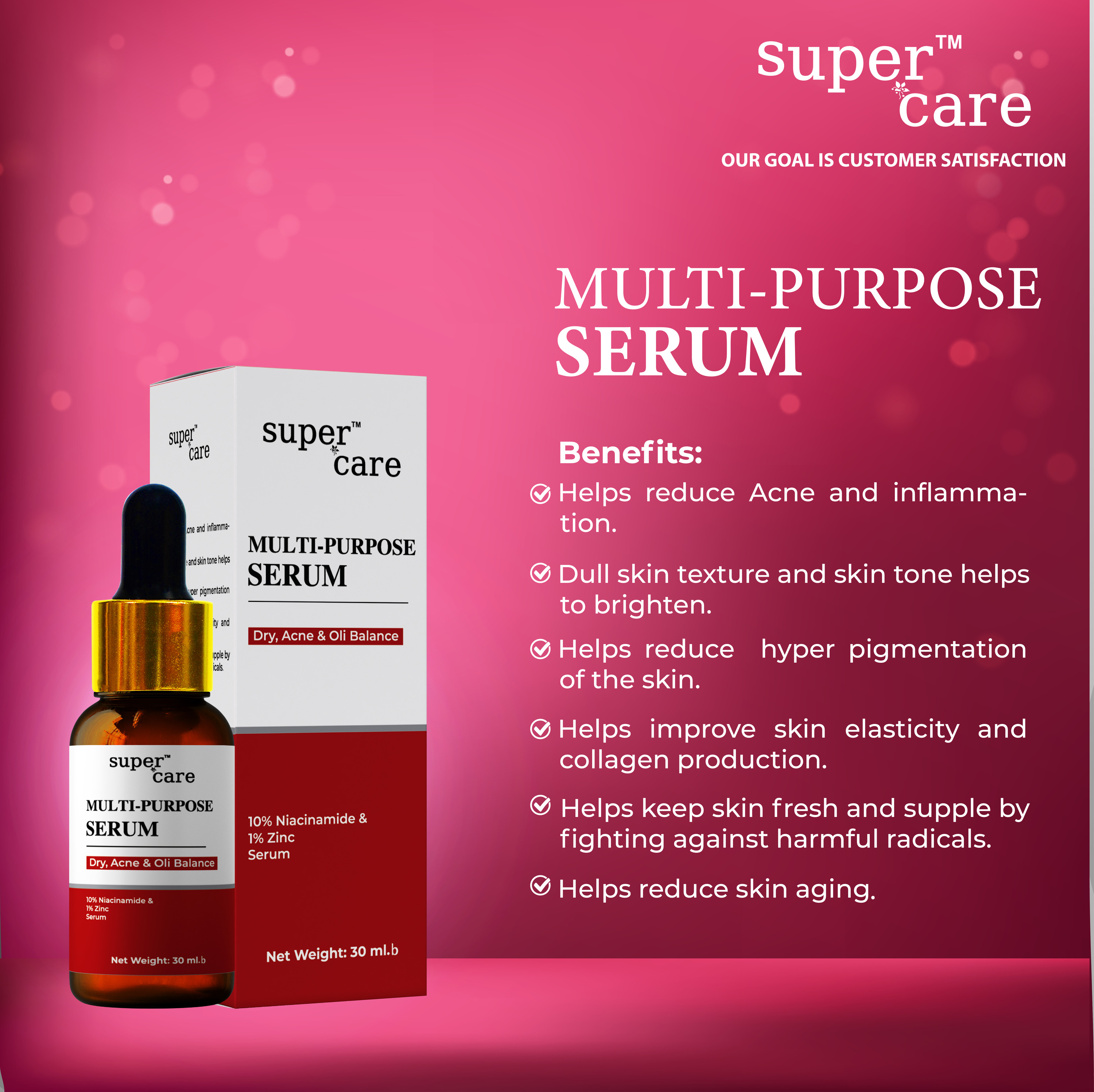 Super Care Multi-Purpose Serum 30ml Reduce Acne and Inflammation UNISEX