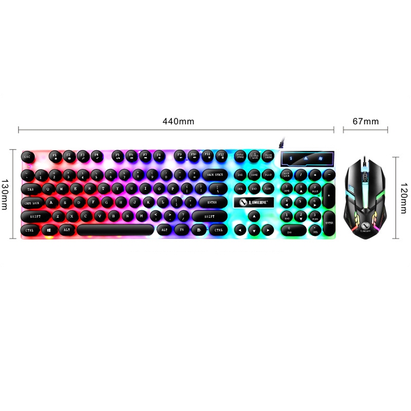 [GD]Gaming LED Keyboard and Mouse Combo 75% Compact 89 Keys with Numbric Tenkeys Pad,Rainbow Backlit,Ergonomic Mice 2 Side-Button USB Wired Mechanical Feel for PC Resberry Pi Computer. 