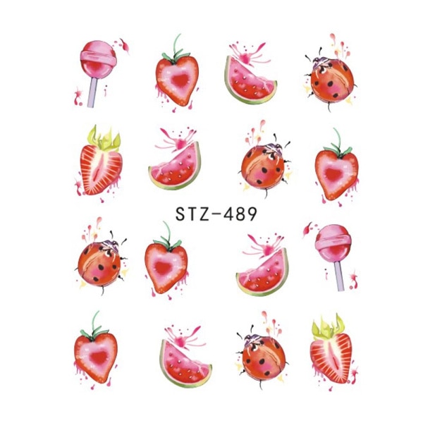 【VisioN Shop】Strawberry Watermelon Nail Sticker Decal Delicious Fruit Slider For Nail Tip Transfer Nail Decor GLSTZ461-500. 