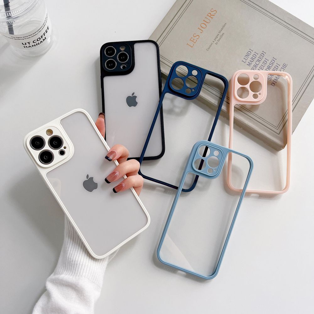 Ultra thin Soft Frame Silicone Transparent Case on For iPhone 11 12 13 Pro Max XR XSMAX Clear Back Cover Camera Protection Cases. 