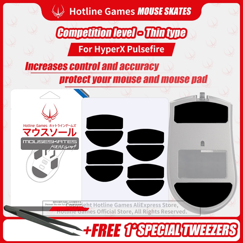 Hotline Games 3.0 Mouse Skates Mouse Feet Replacement for Kingston Hyper X Pulsefire Gaming Mouse,Smooth,Durable,Glide Feet Pads