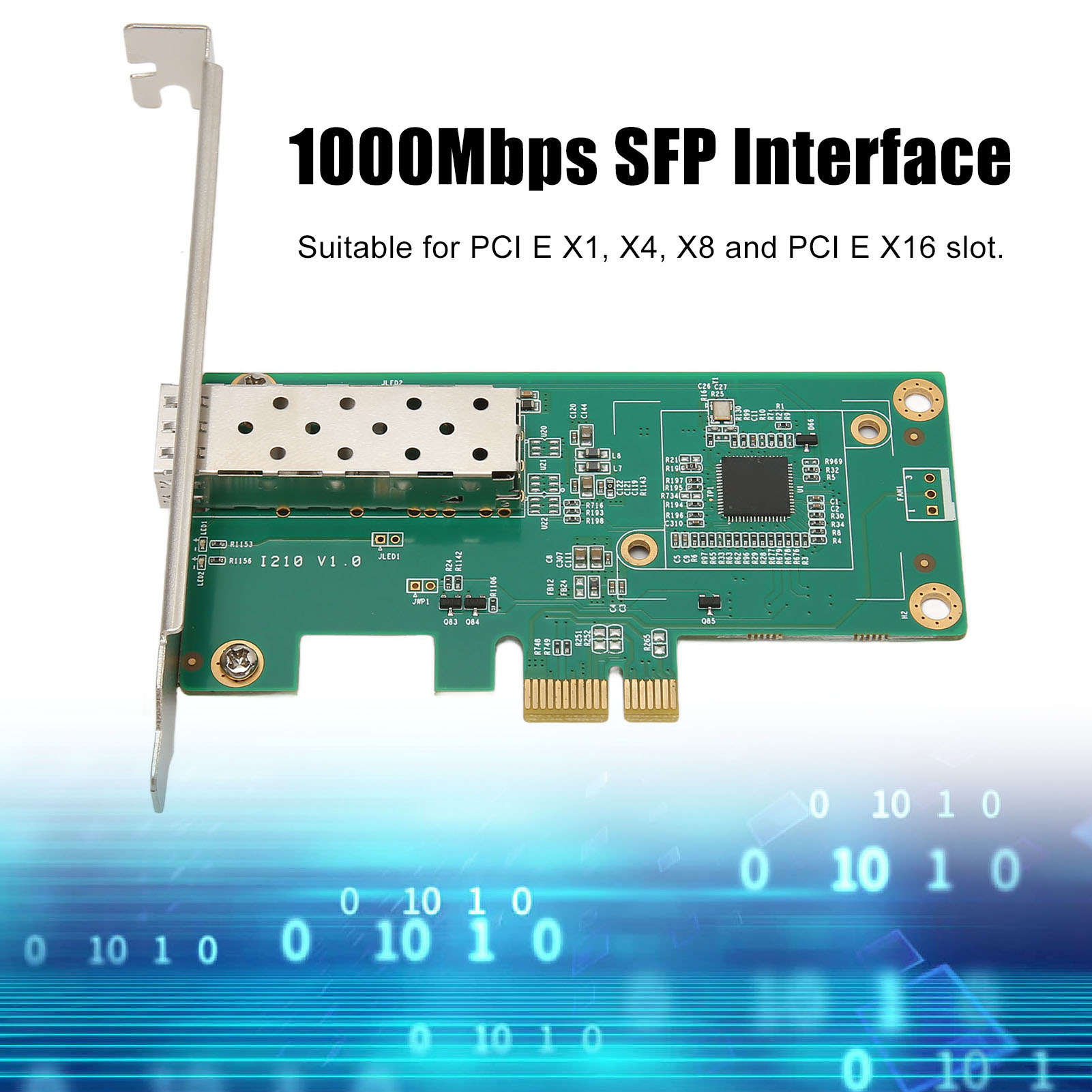 Server Network Adapter Full Half Duplex SFP Network Card PXE Diskless 10/100/1000Mbps I210 Chipset PCI Express 2.1 for Chassis. 