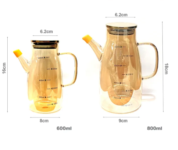 100ml and 800ml 400 DEGREE HEAT RESISTANT Oil Tank | Glass jar with stopper for oil - vinegar - soy sauce - fish sauce | GOLD POTTER WITH Stainless steel lid. 