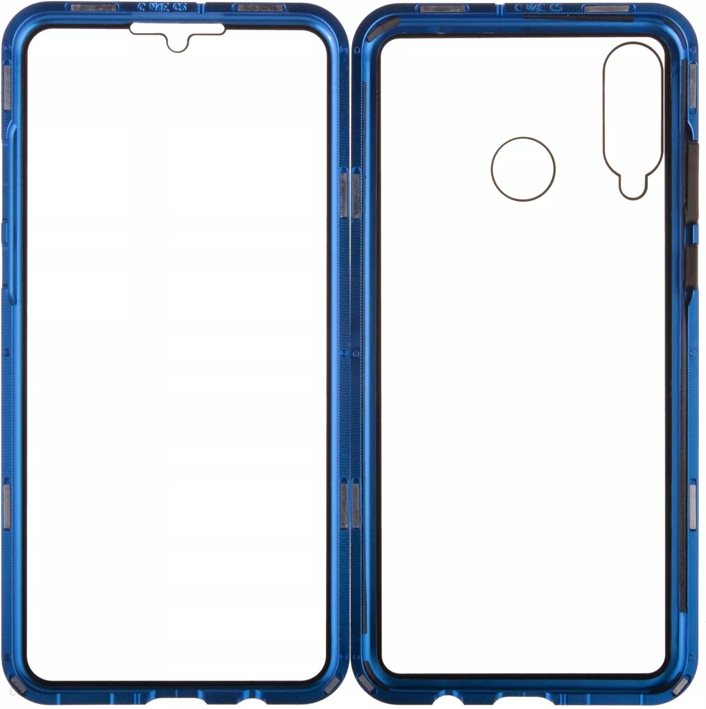 Huawei P30 Lite - 360 Degree Magnetic Adsorption Case Metal Frame Tempered Glass Back with Built-in Magnet Cover. 