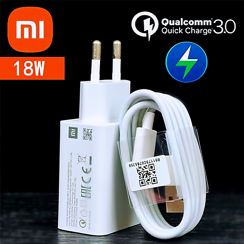 18w Xiaomi Charger Original Fast Charge EU Adapter for Redmi 12 10 12C Poco M3 C40 Redmi Note 9 8 Pro 2A Usb 3.1 Type C Cable