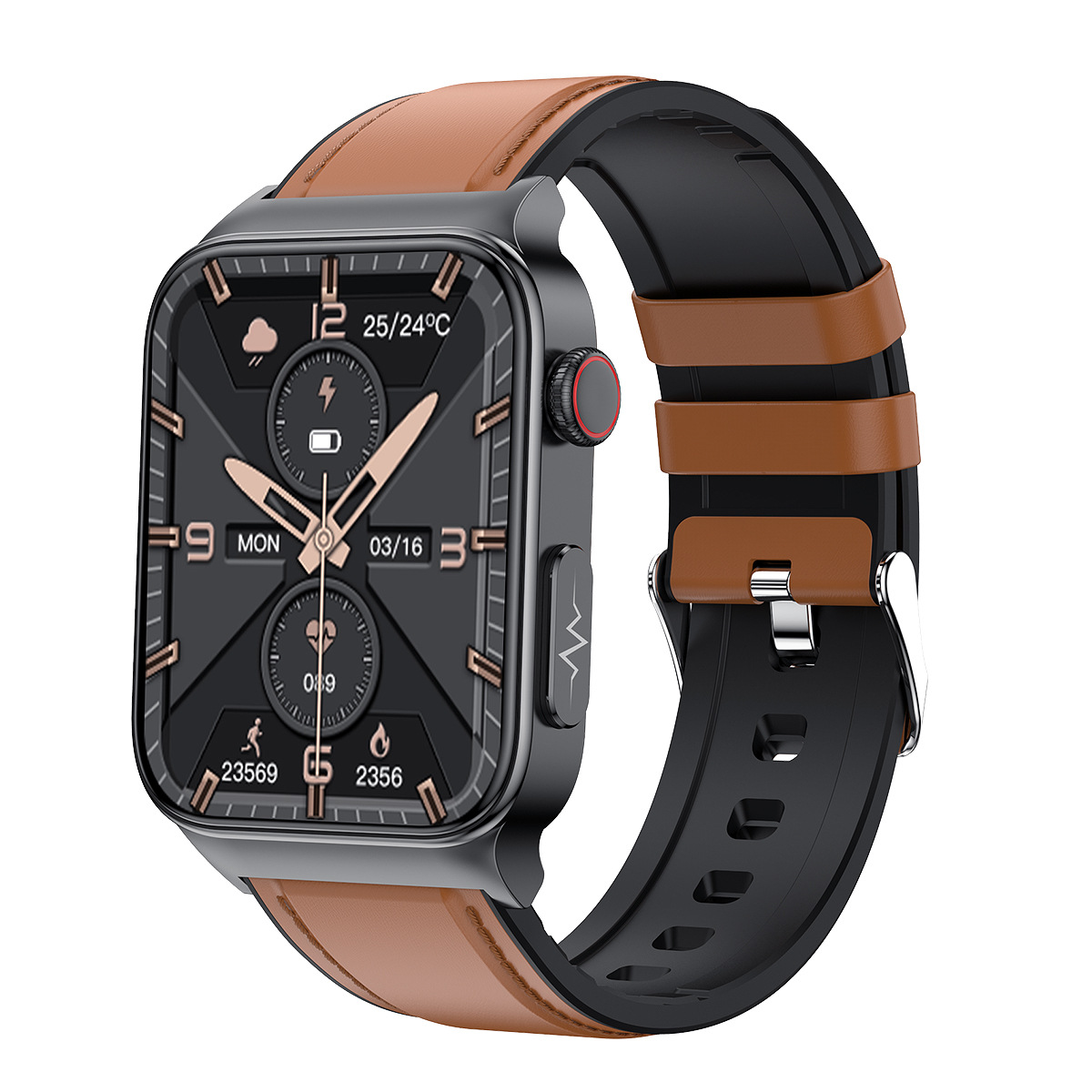 E500 smartwatch temperature, heart rate, ECG+PPG smart wristband sports watch high-definition display. 