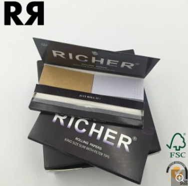 Premium Cigarette Rolling Papers with Tips (single, 1-1 4, kingslim size) FULL BO XN PAPER. 