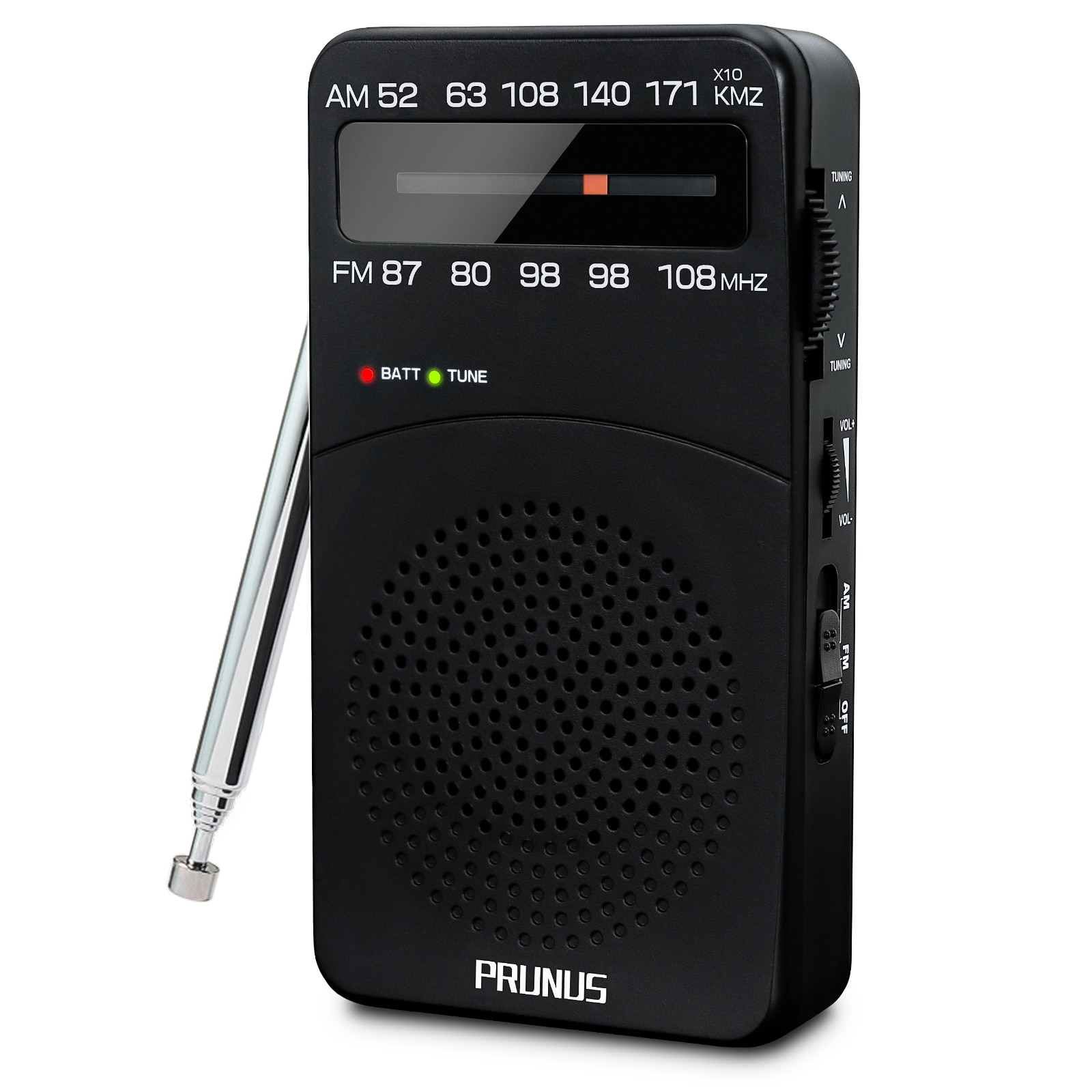 PRUNUS J-166 Pocket Portable Mini Radio FM/AM Digital Tuning Radio receiver FM87-108MHz MP3 Music Player Radios for AA batteries. 