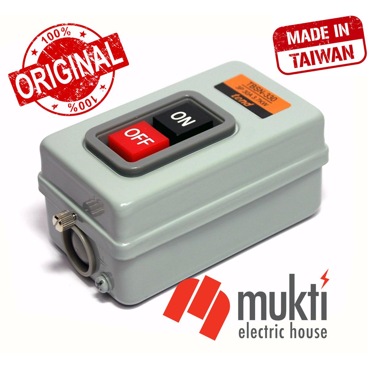 Imported Taiwan tend 30A TBSN-330 Push Button Power Switch Metal Case On-Off Lock Pump Machine Socket