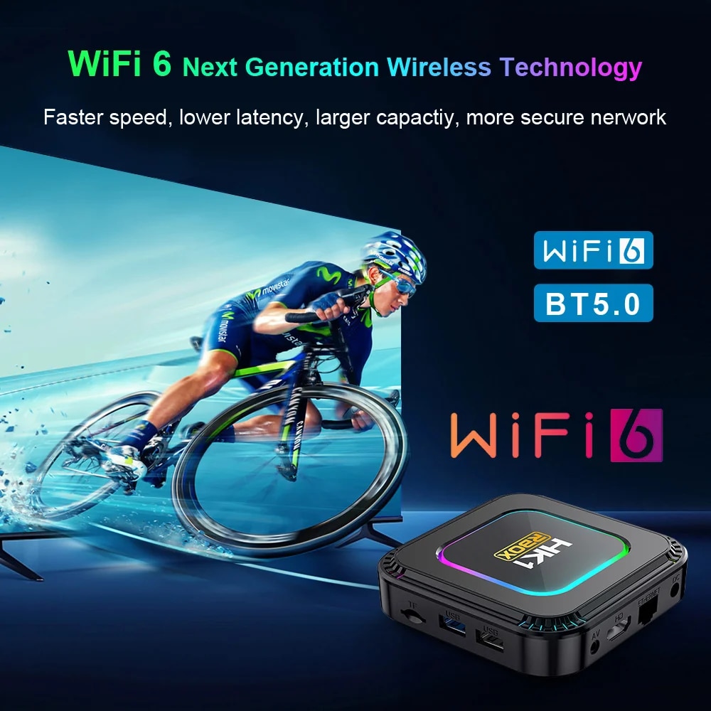LEMFO TV Box Android HK1 RBOX K8 Android 13 8K RGB Light 4GB 128GB RK3528 WiFi6 Dual Wifi Smart TV Box 2023 PK Android 12 6K. 