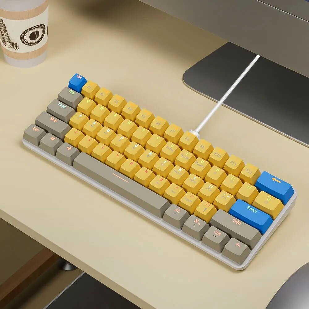 MUCAI 61 Key USB Wired Mechanical Keyboard LED Backlit Axis Gaming Mechanical Keyboard Gateron Optical Switches For Desktop. 