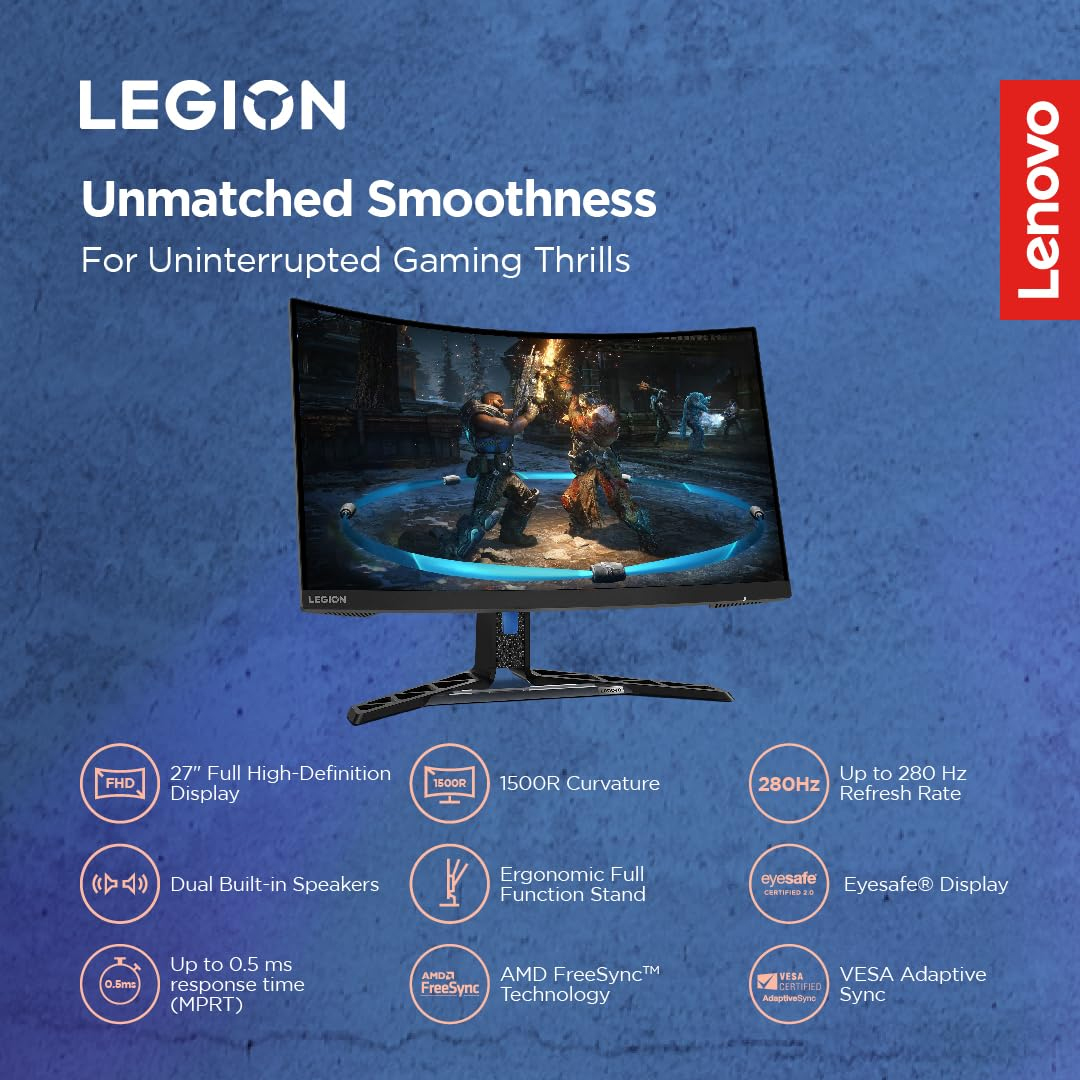 Lenovo Legion R27fc-30 | 27 Inch FHD 240Hz Gaming Monitor | 0.5ms, AMD FreeSync & NVDIA G-Sync , 99%sRGB, Speaker, 2x HDMI, 1x DP| Tilt, Swivel, Pivot, Height Adjust Stand| 67B6GAC1IN. 
