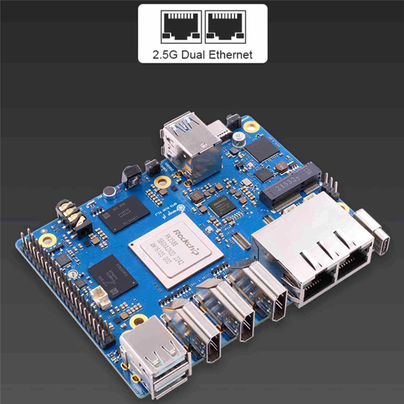 For 5 Plus 16GB RAM RK3588 Octa-Core 2.5G Dual Network Port with PCIE Expansion Board with Accessories Easy to Use EU Plug. 