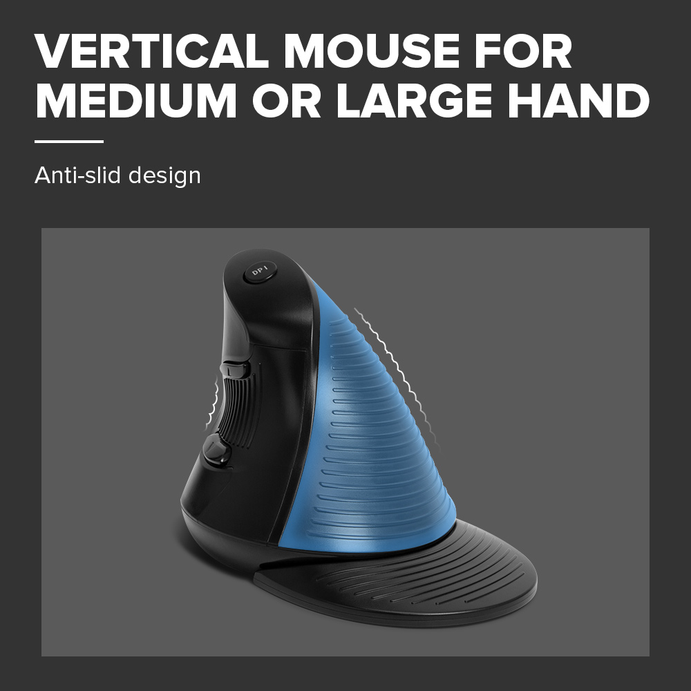 Delux M618 BU Ergonomic Vertical Mouse 6 Buttons 800/1200/1600 DPI Optical Right Hand Mice with Wrist mat For PC Laptop. 