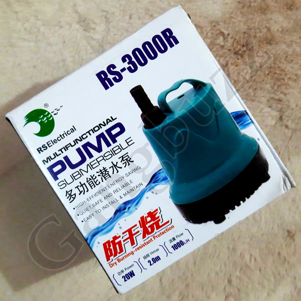 Multifunctional Water Pump - RS Electrical (RS-3000R) - Fully Submersible, Multifunctional Bottom Suction Water Pump | 20 Watt, 2 Meter Max Height, & 1000 L/H Flow Rate |. 