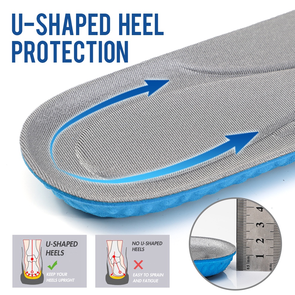 High Elastic Shoe Insoles for Men Full Length Massage Cushion Shoes Insole Replacement Inserts Pad. 