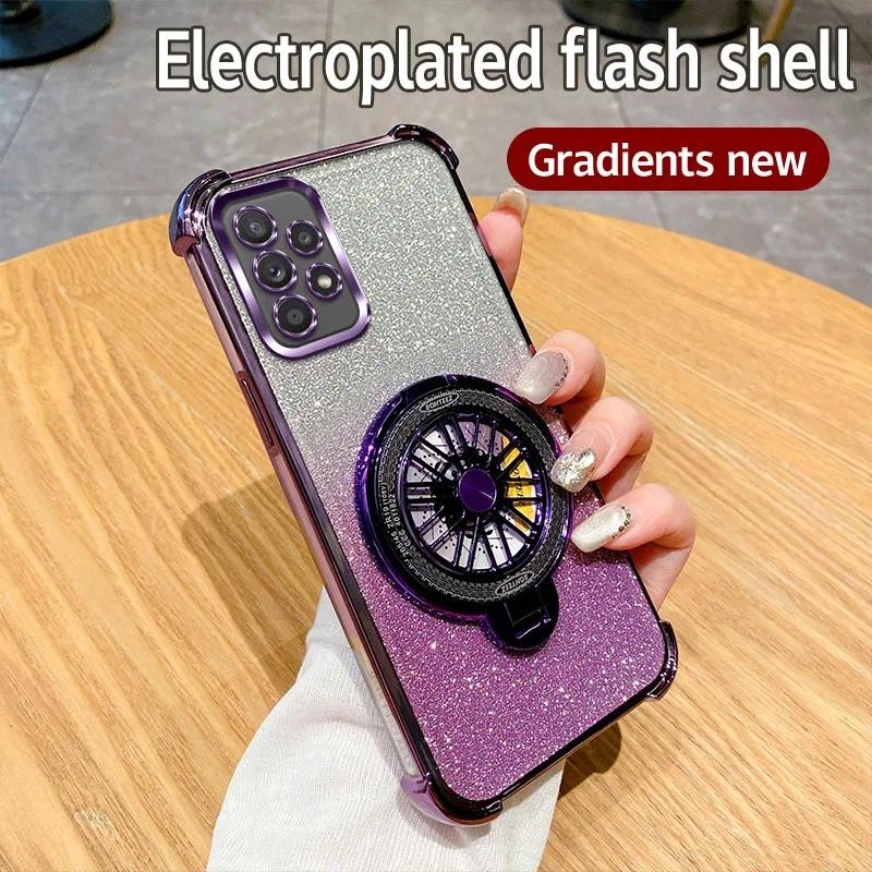 For Samsung Galaxy A23 5G Case Shockproof Electroplated TPU Rotating Gyro Stand Cover Phone Casing For SamsungA23 5G Back cover. 